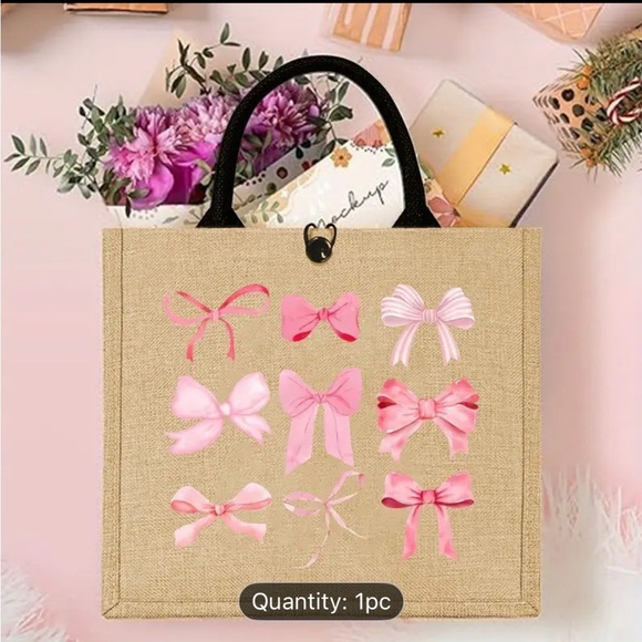 Pink Bow Tote Bag - Picture 5 of 14